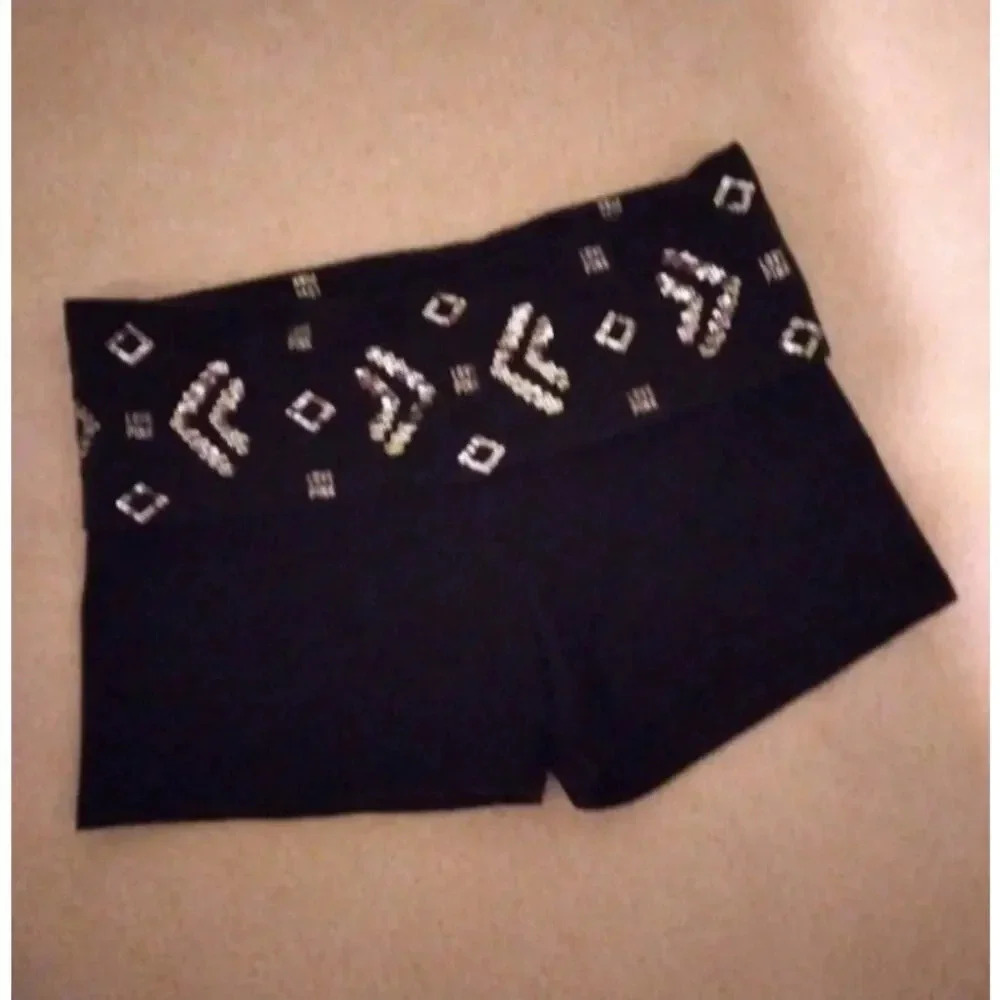 Vs pink y2k bling foldover yoga shorts-small